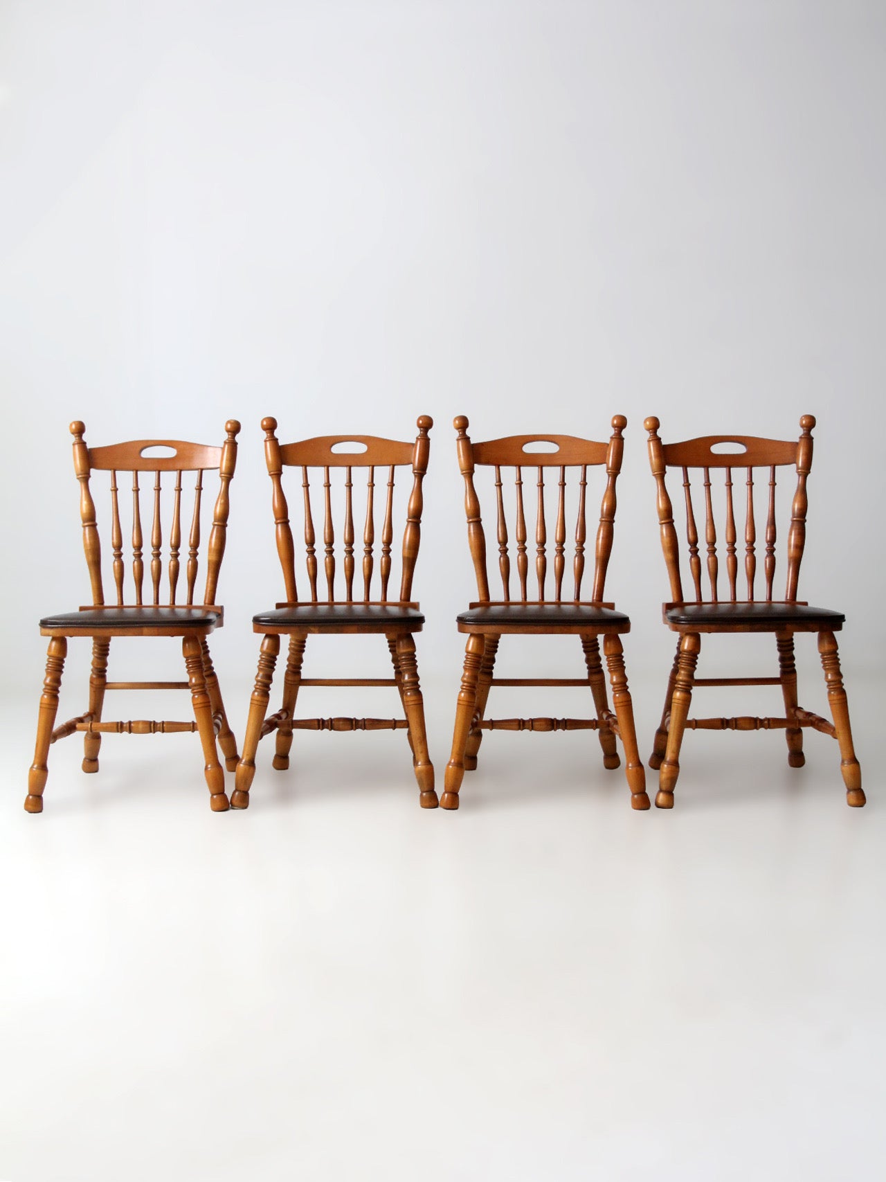 set of 4 vintage spindle back dining chairs