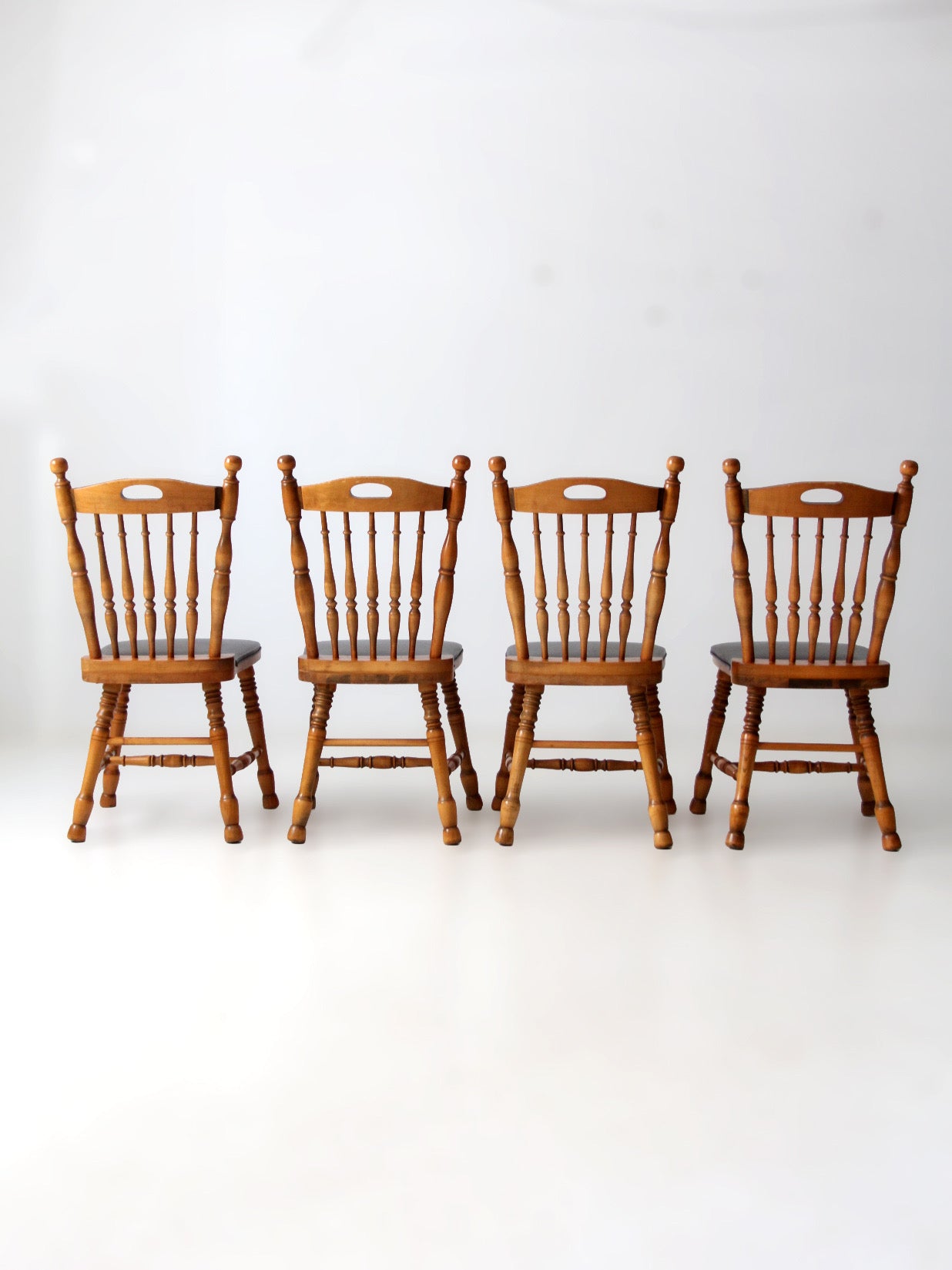 set of 4 vintage spindle back dining chairs