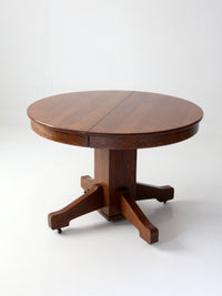 antique Arts & Crafts oak pedestal table