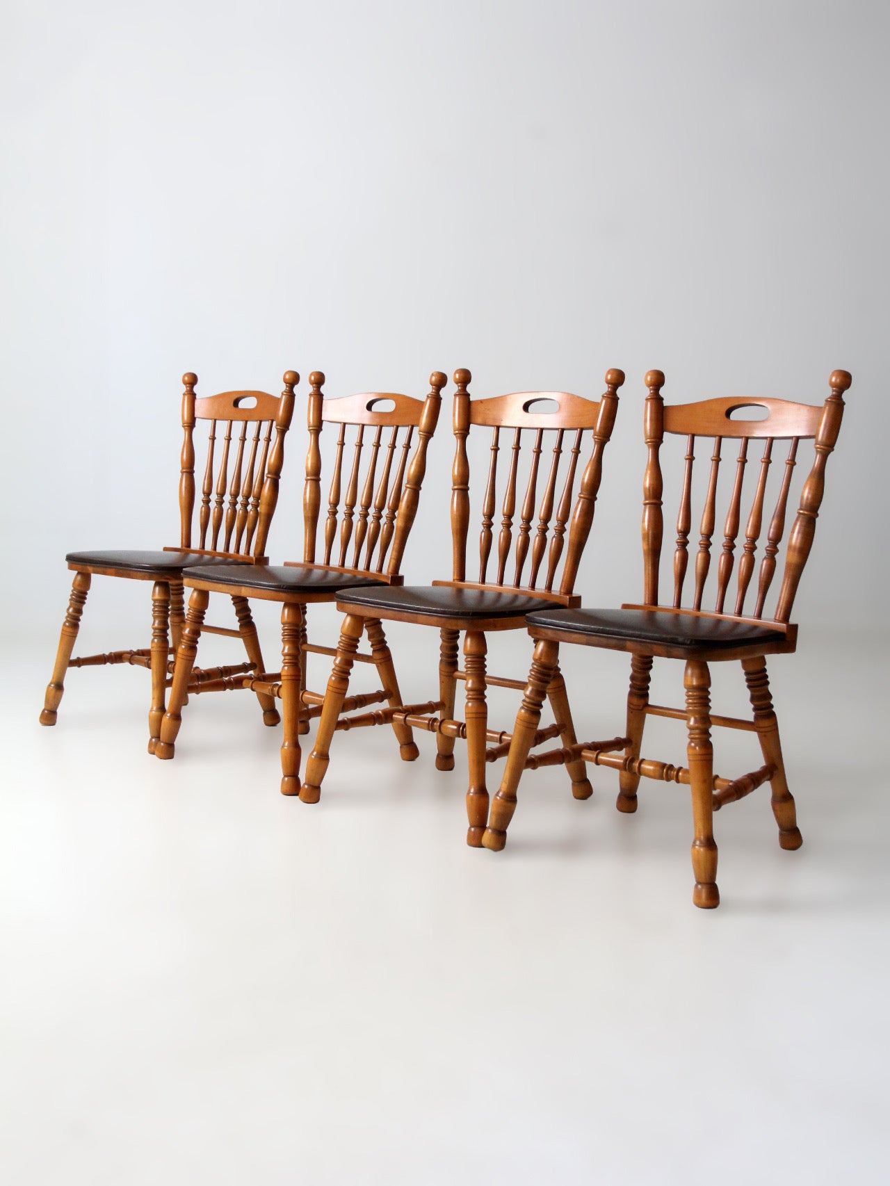 set of 4 vintage spindle back dining chairs