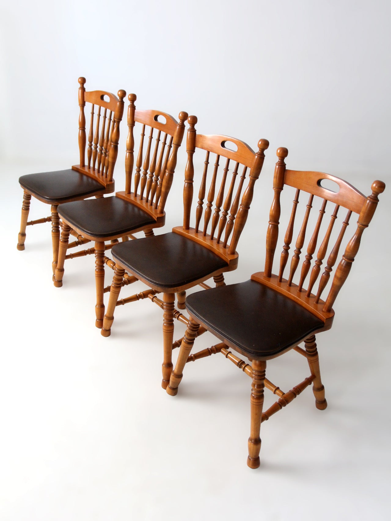 set of 4 vintage spindle back dining chairs