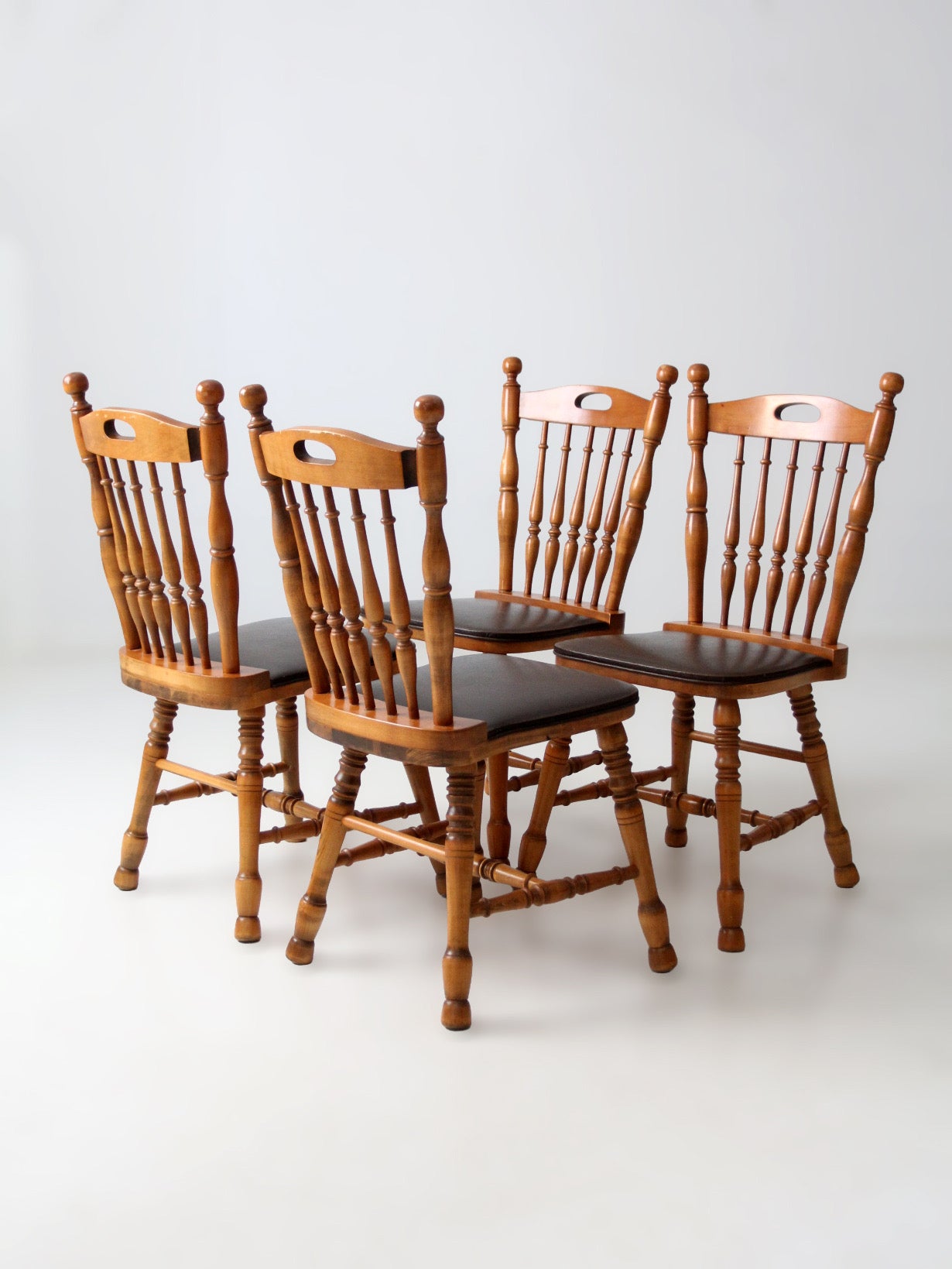 set of 4 vintage spindle back dining chairs