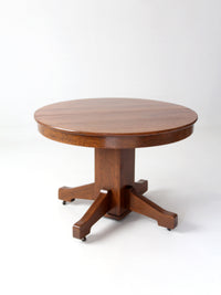 antique Arts & Crafts oak pedestal table