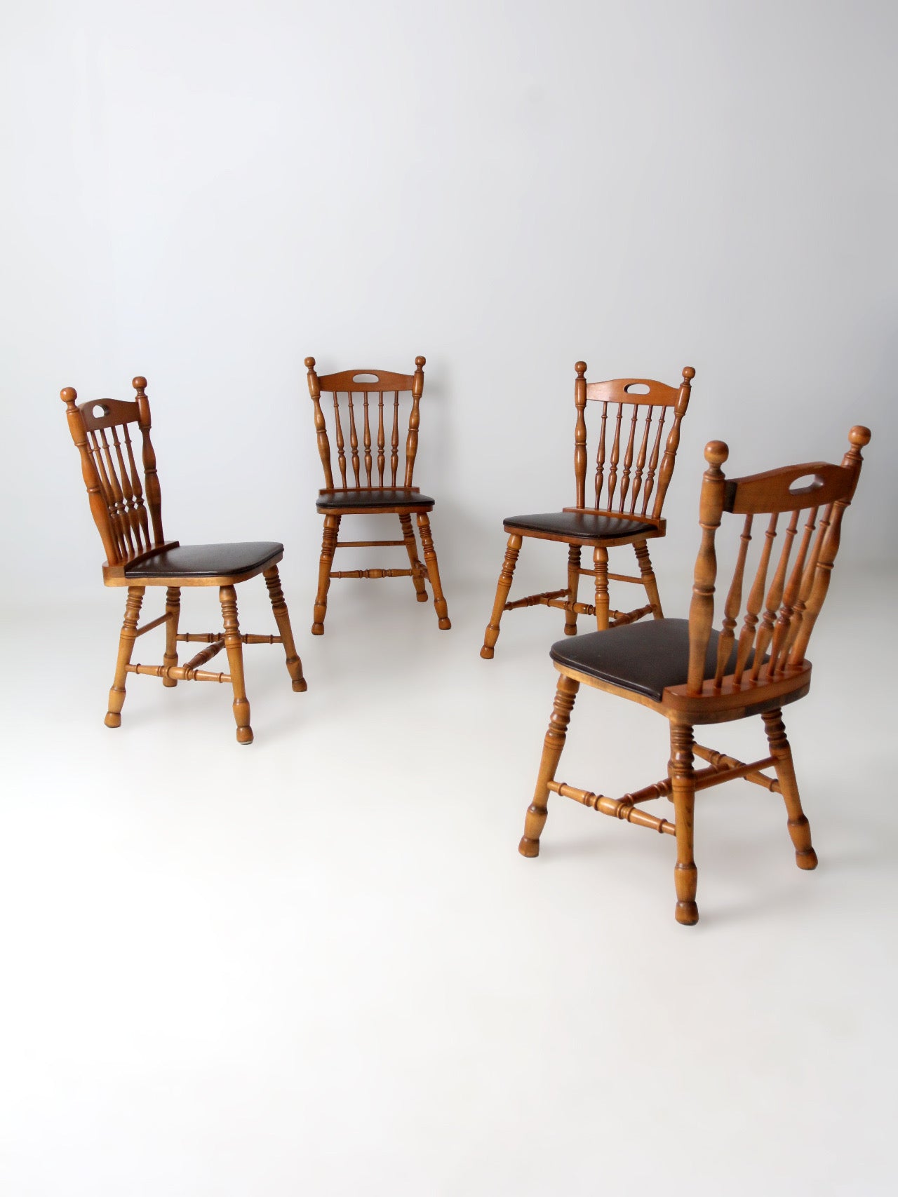 set of 4 vintage spindle back dining chairs