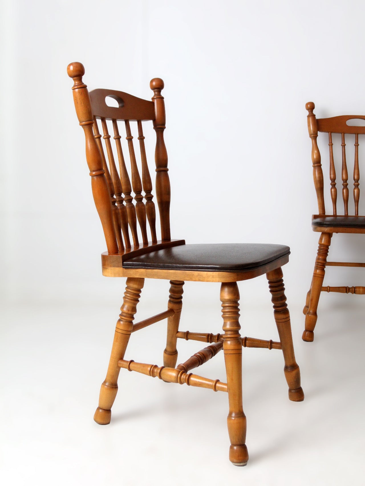 set of 4 vintage spindle back dining chairs