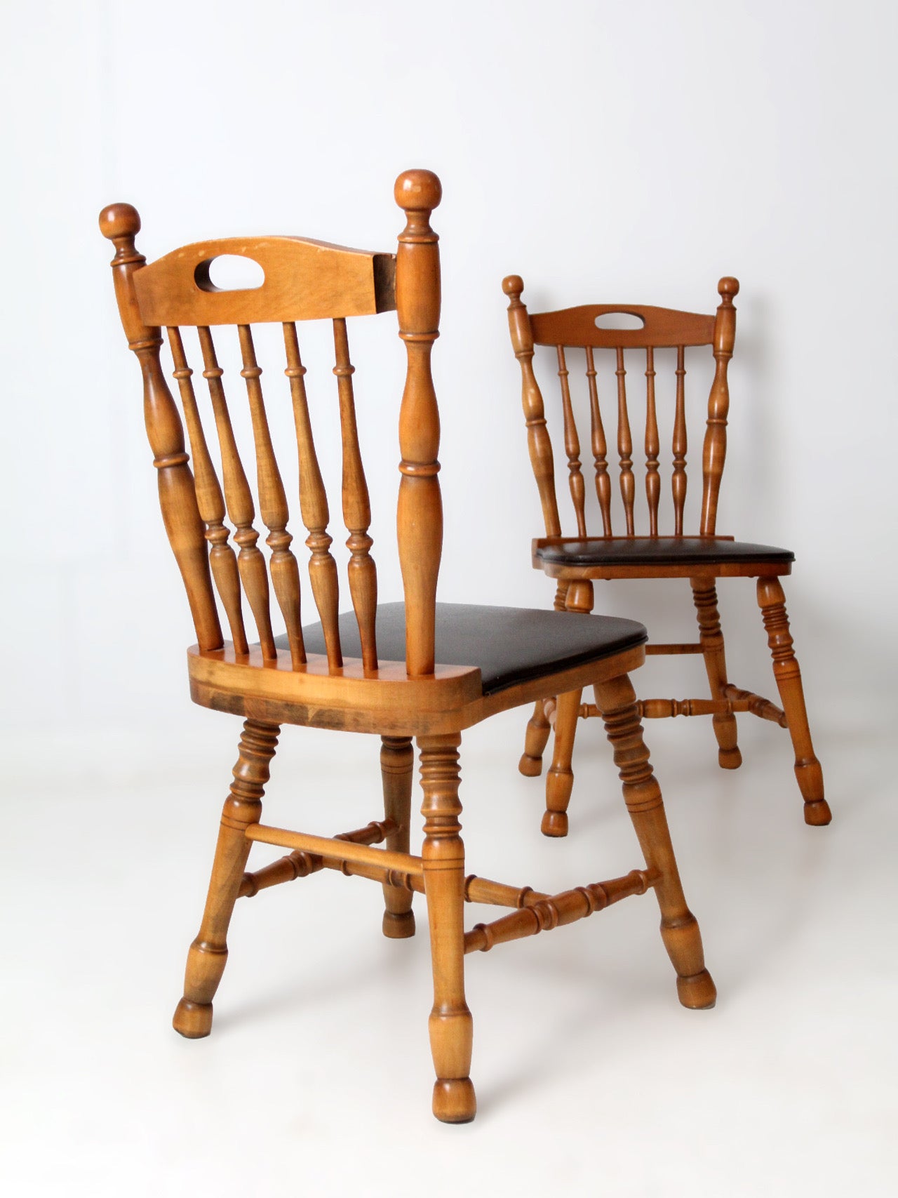 set of 4 vintage spindle back dining chairs