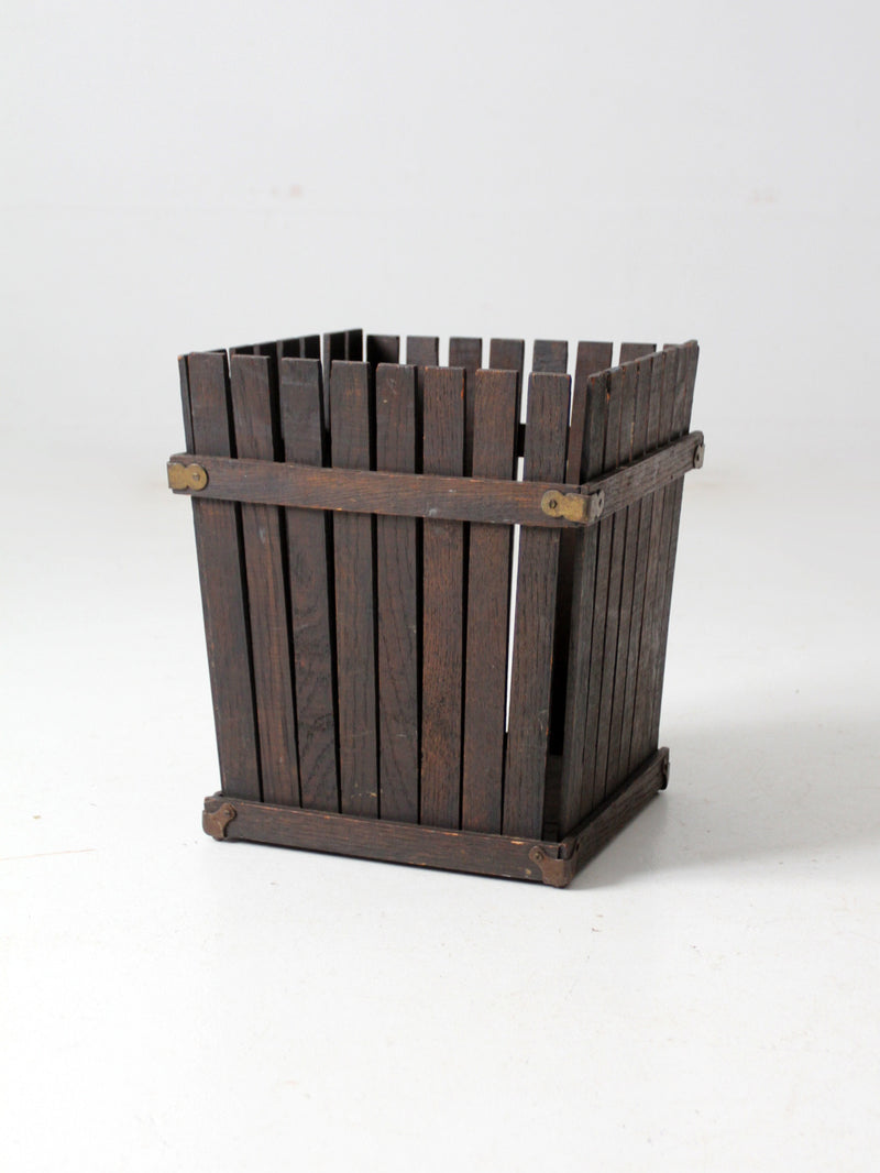 antique Arts & Crafts wooden bin