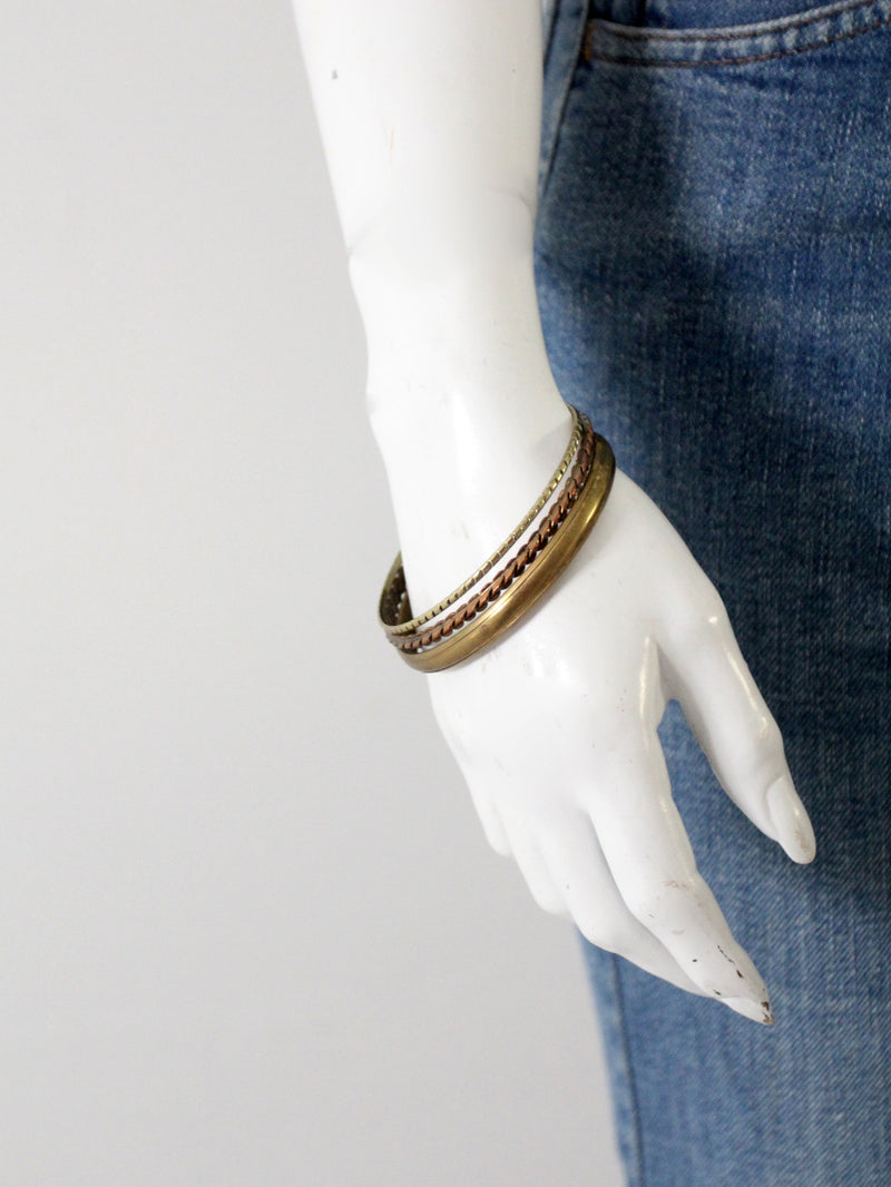 vintage brass bangles set of 3