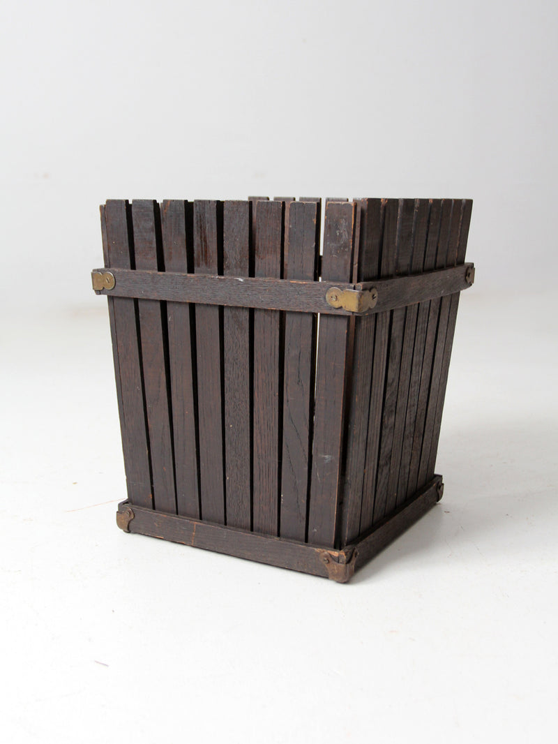antique Arts & Crafts wooden bin