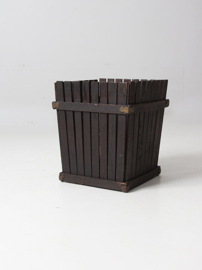 antique Arts & Crafts wooden bin