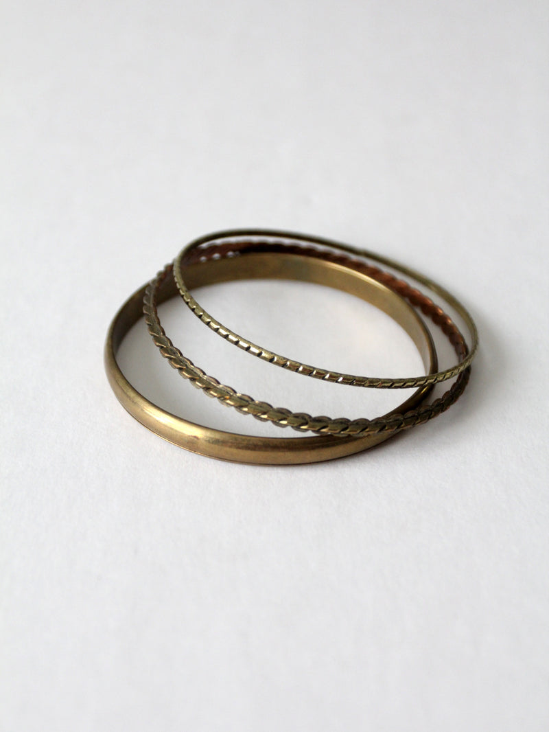 vintage brass bangles set of 3