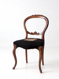 antique Victorian balloon-back chair with needlepoint upholstery