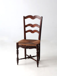 antique French Provincial rush seat ladder back chair
