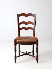 antique French Provincial rush seat ladder back chair