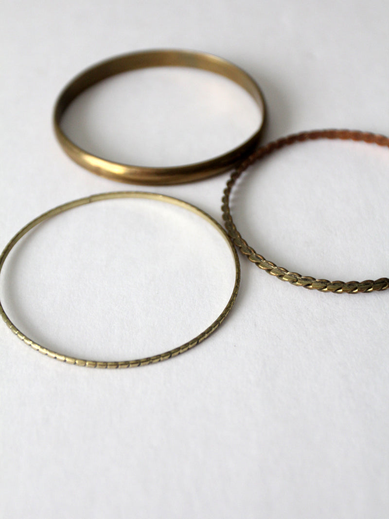 vintage brass bangles set of 3