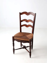 antique French Provincial rush seat ladder back chair