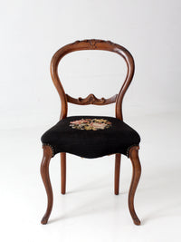 antique Victorian balloon-back chair with needlepoint upholstery