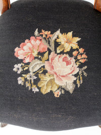 antique Victorian balloon-back chair with needlepoint upholstery