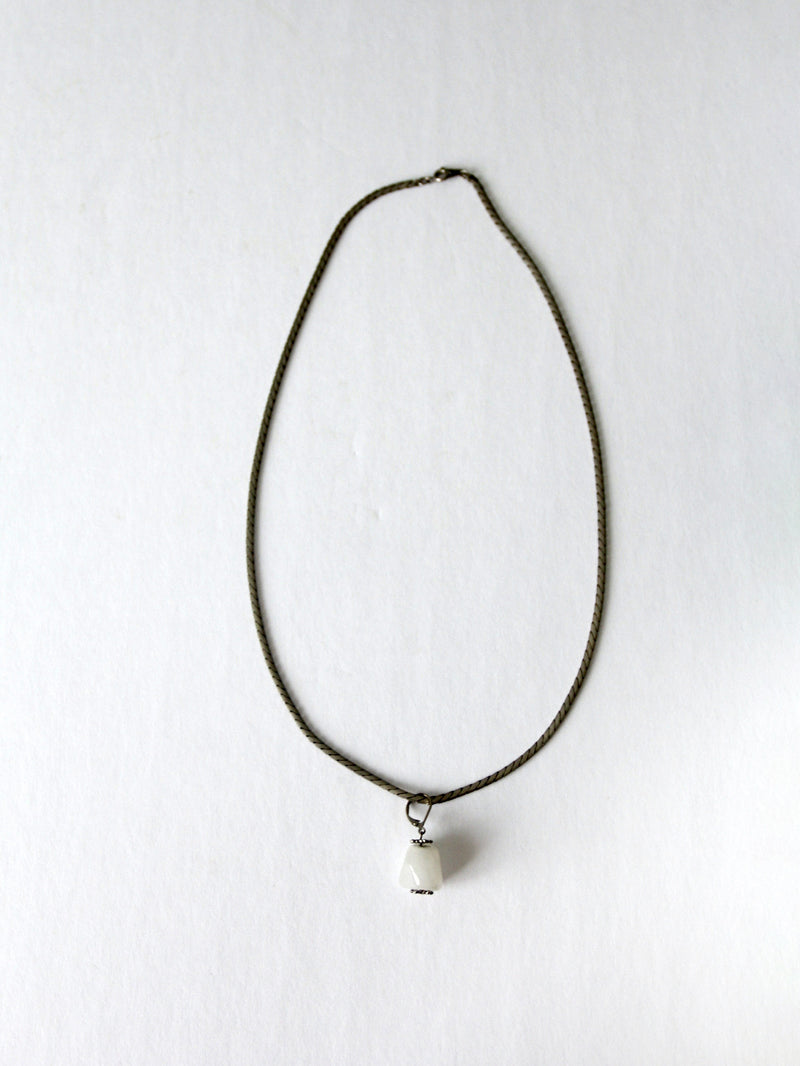 vintage white stone pendant necklace