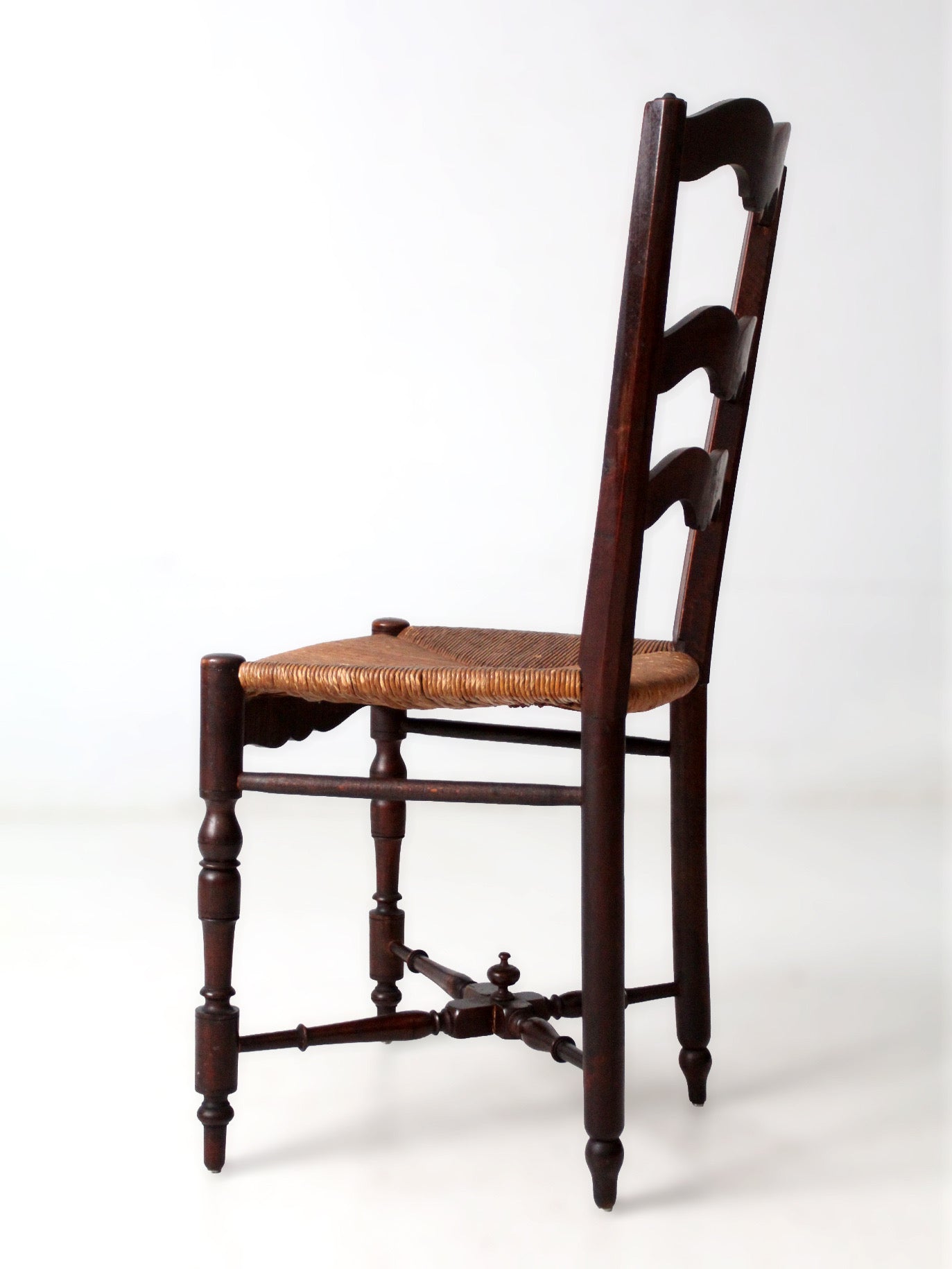 antique French Provincial rush seat ladder back chair