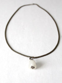 vintage white stone pendant necklace