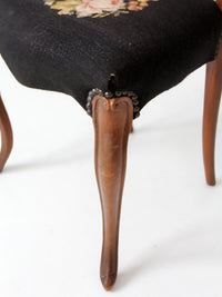 antique Victorian balloon-back chair with needlepoint upholstery