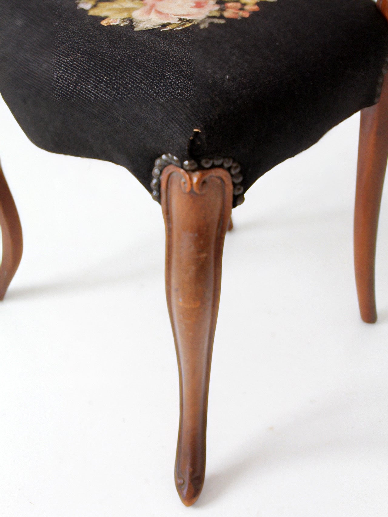 antique Victorian balloon-back chair with needlepoint upholstery