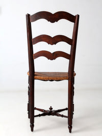 antique French Provincial rush seat ladder back chair