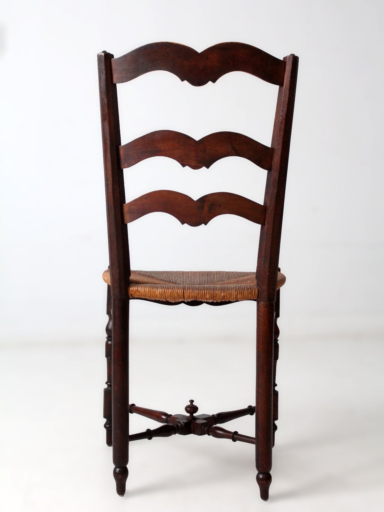 antique French Provincial rush seat ladder back chair