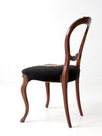antique Victorian balloon-back chair with needlepoint upholstery