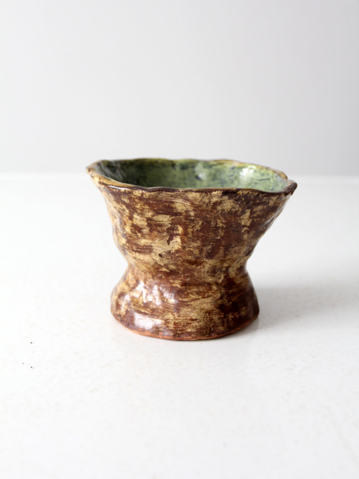 vintage studio pottery pedestal bowl