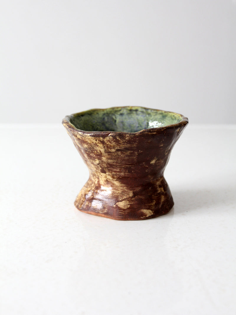 vintage studio pottery pedestal bowl