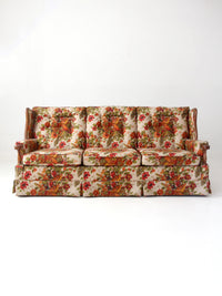 vintage Colonial Revival pheasant floral sofa