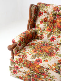 vintage Colonial Revival pheasant floral sofa