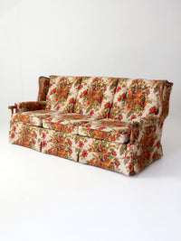 vintage Colonial Revival pheasant floral sofa