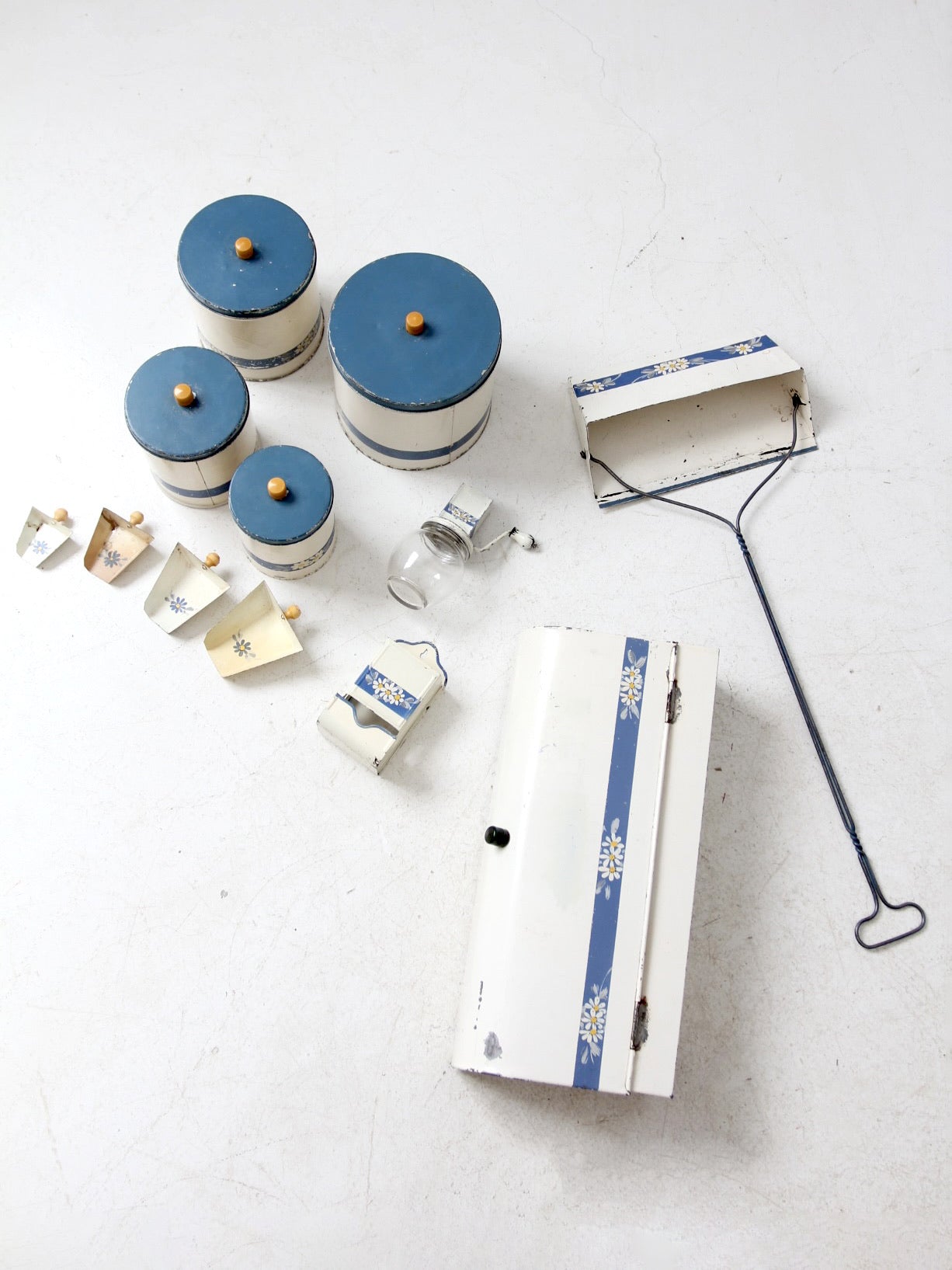 vintage enamel kitchen set by Kitchen Beautilities circa 1930s - 1940s