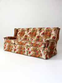 vintage Colonial Revival pheasant floral sofa