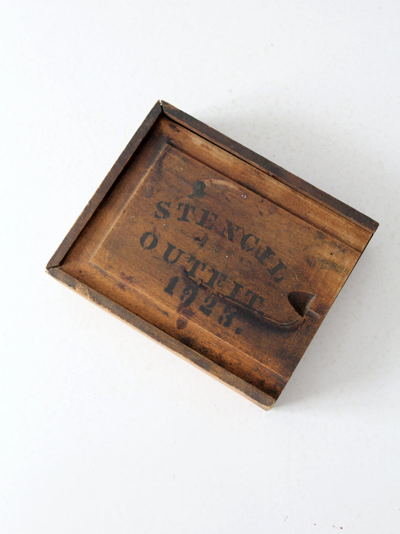 1920s brass stencil set with box