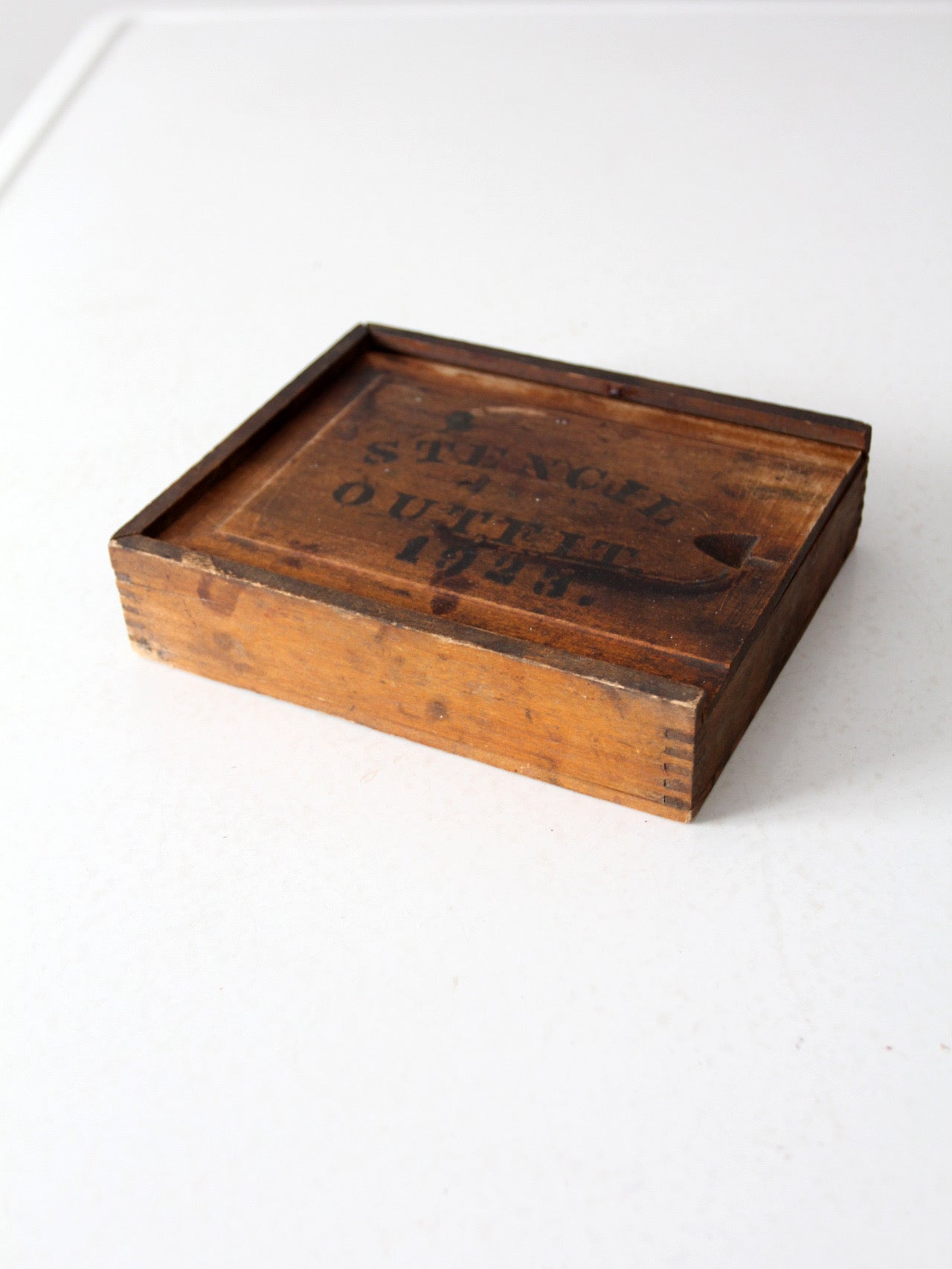 1920s brass stencil set with box