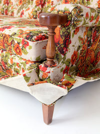 vintage Colonial Revival pheasant floral sofa