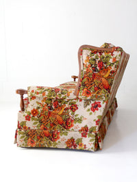 vintage Colonial Revival pheasant floral sofa