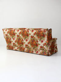 vintage Colonial Revival pheasant floral sofa