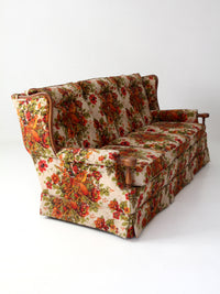 vintage Colonial Revival pheasant floral sofa