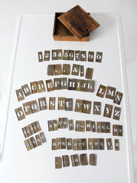 1920s brass stencil set with box