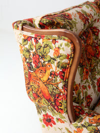vintage Colonial Revival pheasant floral sofa