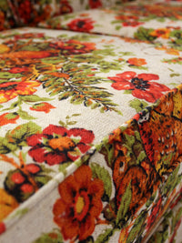 vintage Colonial Revival pheasant floral sofa