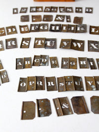 1920s brass stencil set with box