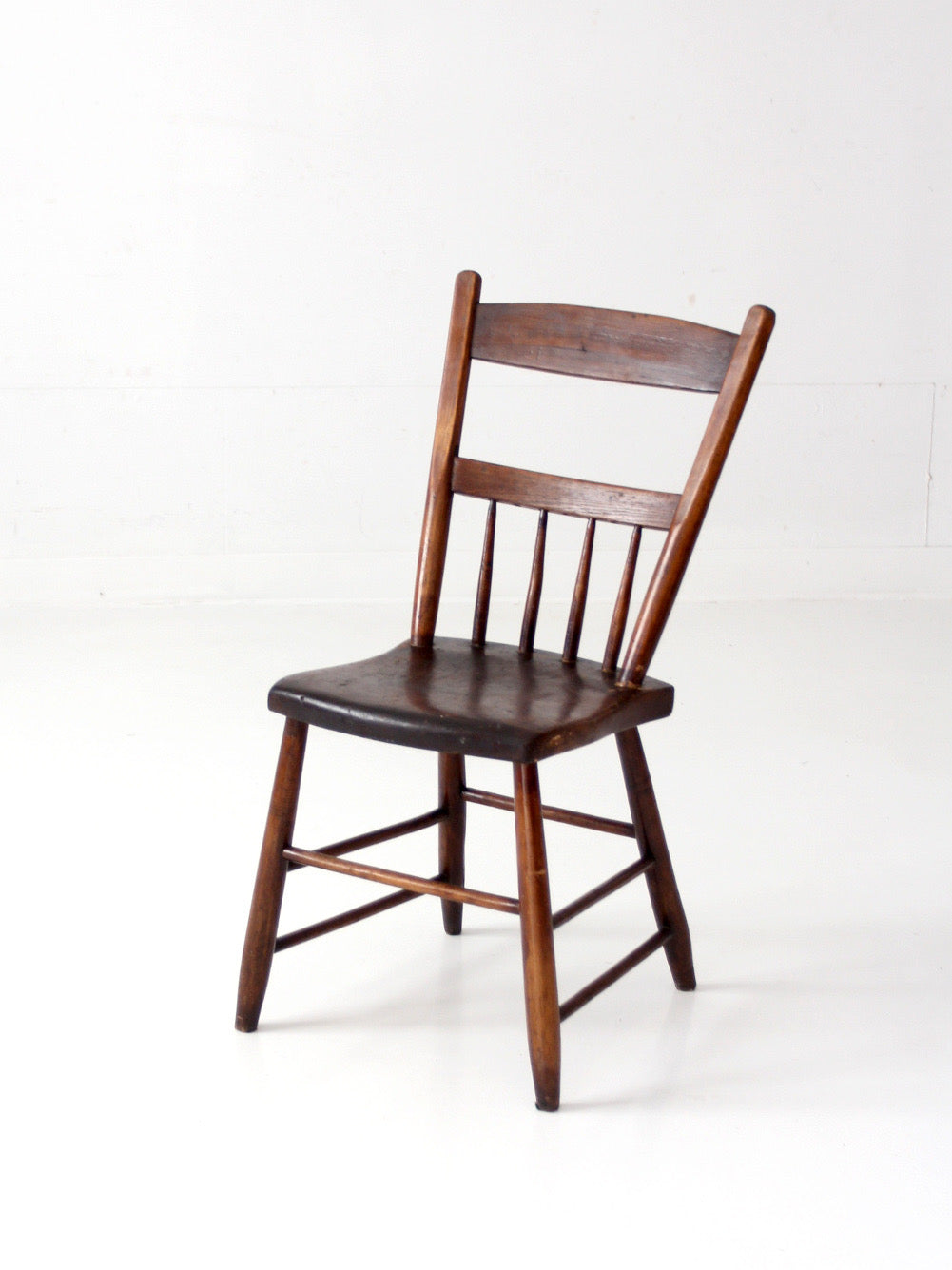 antique plank seat spindle back side chair