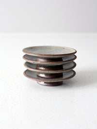 vintage small studio pottery plates set of 4