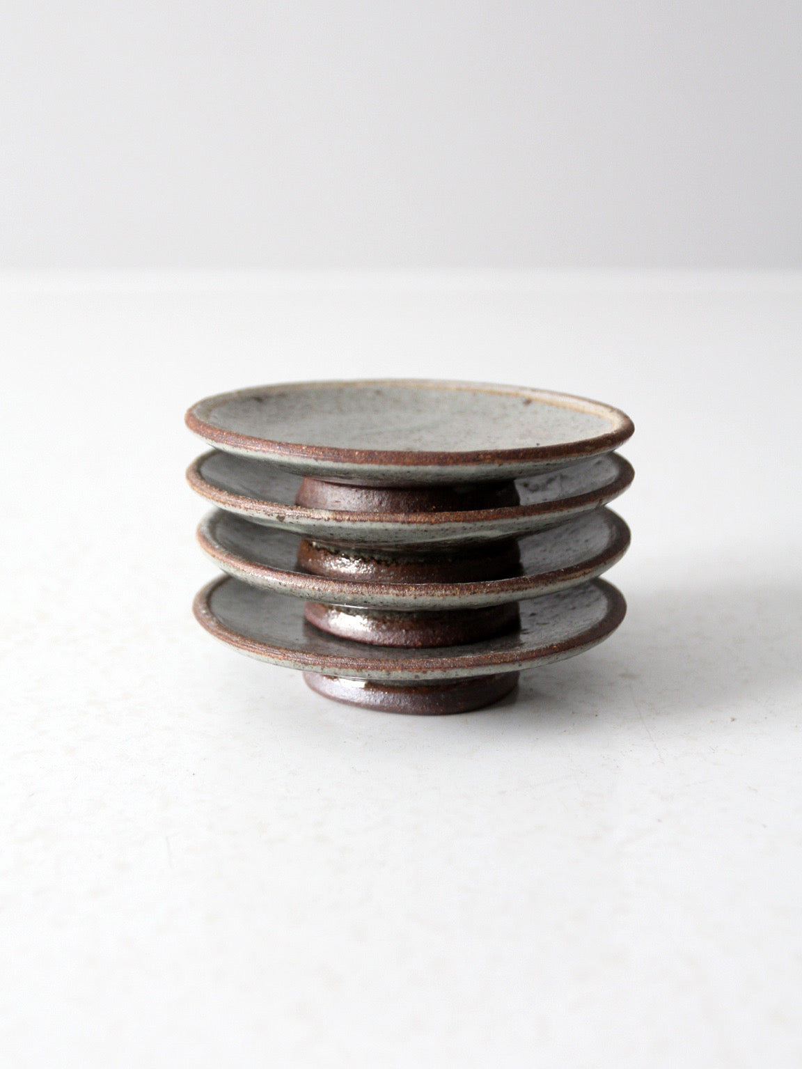 vintage small studio pottery plates set of 4